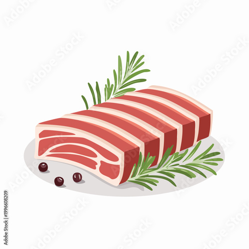 Raw Meat Slices with Rosemary and Peppercorns