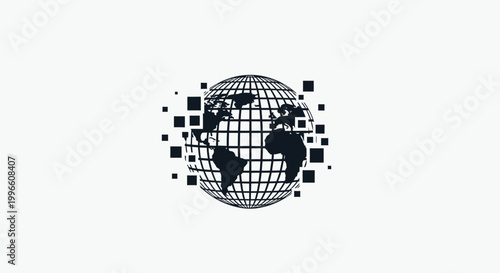 Black and white globe icon.