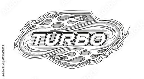 Turbo logo with flame design element.