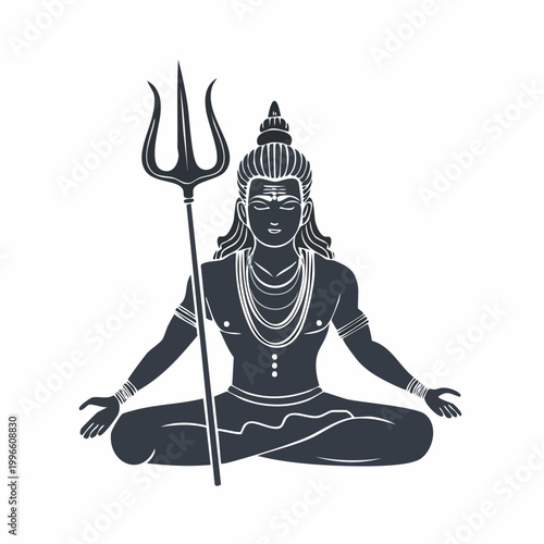 Lord Shiva Meditating with Trident
