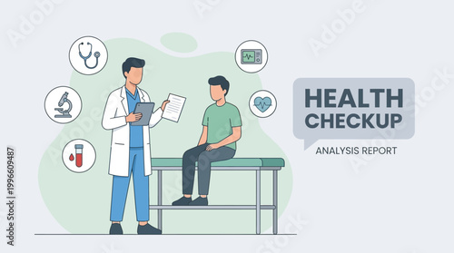 Doctor examining patient in clinic during medical health checkup consultation