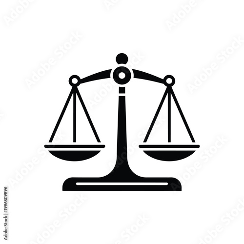 Black silhouette of a balance scale on a white background, justice equality