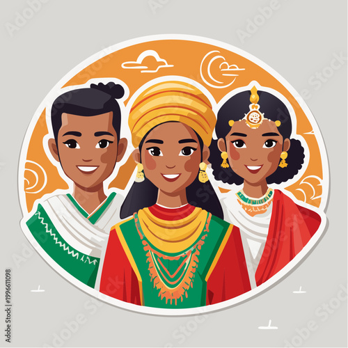 Diverse group of people in traditional Indian attire