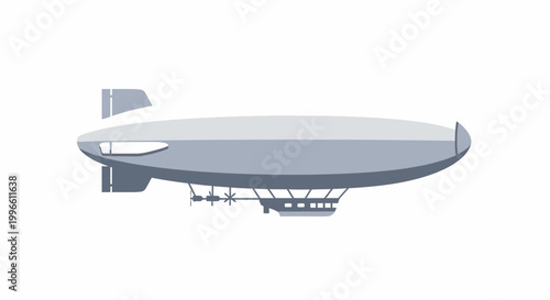 Vintage Airship Illustration: Retro Blimp Transportation with Gondola and Propellers