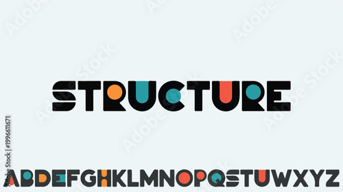 Geometric tangram style spelling mishik using colorful polygons and shapes arranged on a solid background with a smaller version repeated at the bottom of the frame