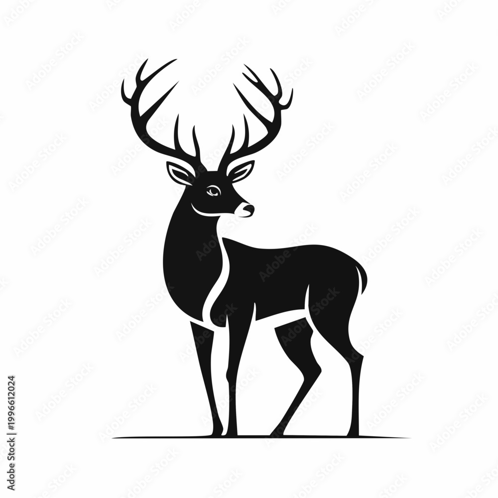 Fototapeta premium Stylized Black Silhouette of a Majestic Stag