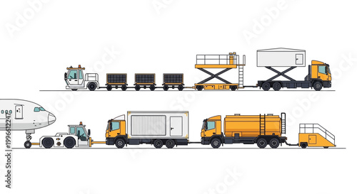 Airport Ground Support Equipment servicing airplane