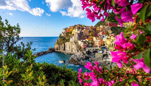 Colorful Italian coastal town landscape view.