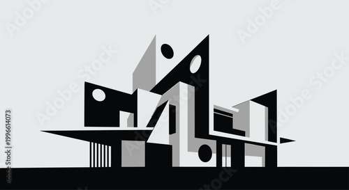 Modern Abstract Building Architecture in Black and White