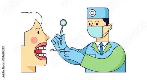 Dentist examining a patients teeth.