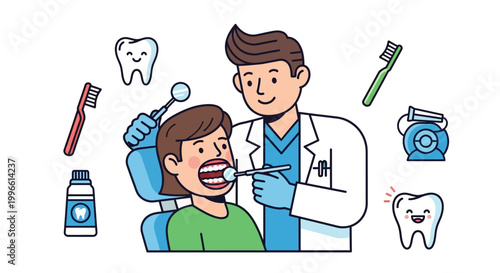 Dentist examining a patients teeth.