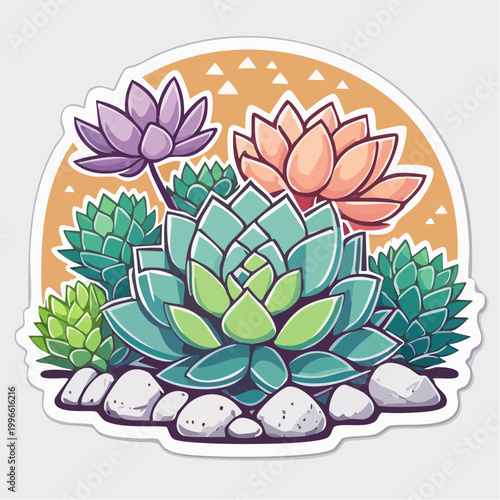 Colorful Succulent Plant Illustration