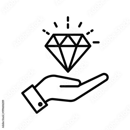 hand holding a shining diamond isolated on transparent background