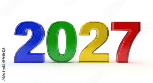 Colorful 3D Numbers 2027 Isolated on White Background