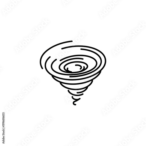 Slika na platnu Abstract Swirl Vortex Icon - Black and White Line Art Illustration