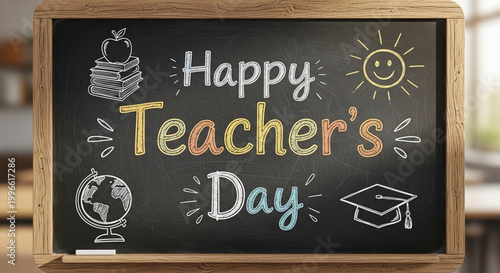 Happy teacher's day chalkboard illustration