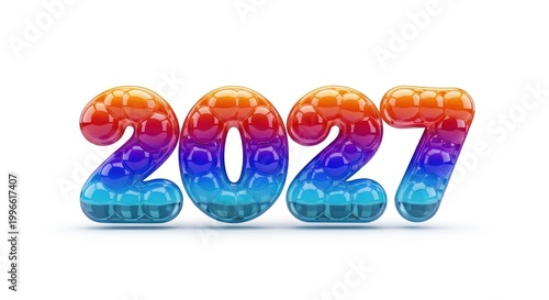 Colorful 3D Balloons Forming the Year 2027, New Year Celebration Concept