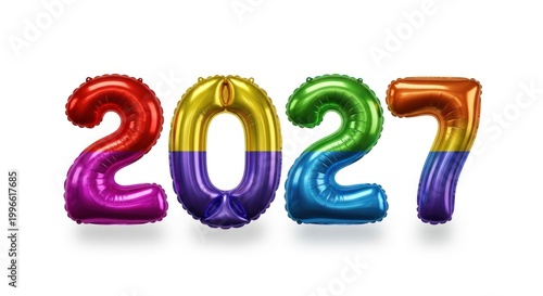Colorful Balloons 2027 Number Celebration, New Year Party, Festive Event