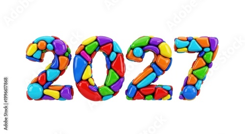 Colorful 2027 Numbers, New Year Celebration, Bright Festive Design
