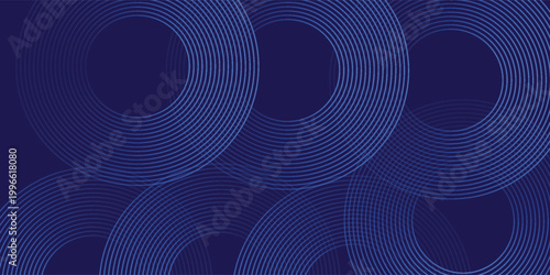 Abstract glowing geometric lines on dark background. Elegant shiny blue rounded lines pattern. Modern futuristic graphic.