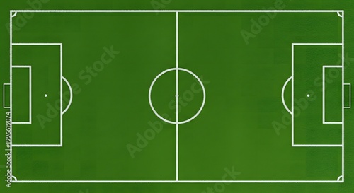 Top View Soccer Field Background with Green Grass Texture and White Lines
