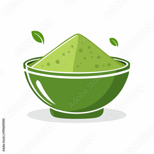 Green Matcha Powder in Bowl
