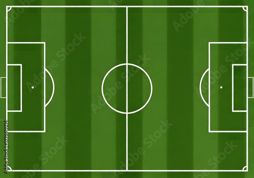 Top View Soccer Field Background with Green Grass Texture, Football Pitch Layout Vector Illustration