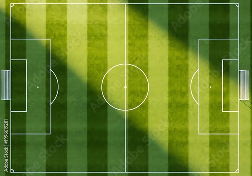 Top View Soccer Football Field Background with Green Grass Texture and Field Markings