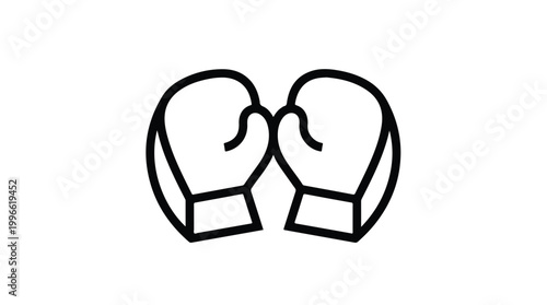 Minimalist black and white illustration of boxing gloves facing each other, symbolizing boxing training and rivalry