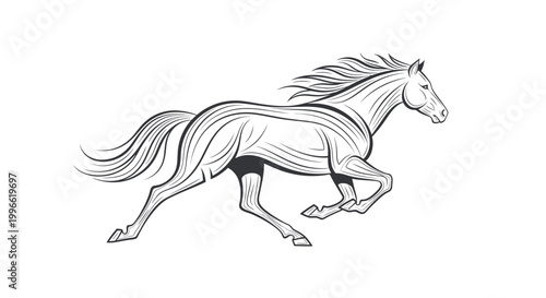 Elegant Stylized Horse Running Vector Illustration for Horse Racing