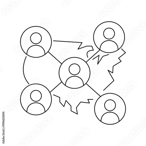A network of interpersonal connections is readily available on the map of the United States.Editable stroke, Vector illustration, Line art Icon, Symbols.