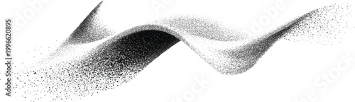 Obraz na plátně Abstract dynamic particle wave background vector illustration with black and white stipple dot dispersion flow effect