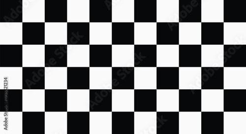 Billede på lærred Black and white checkers line seamless pattern
