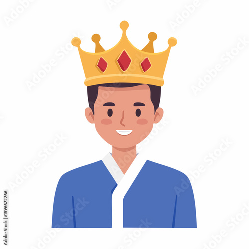 Cartoon King Wearing a Crown
