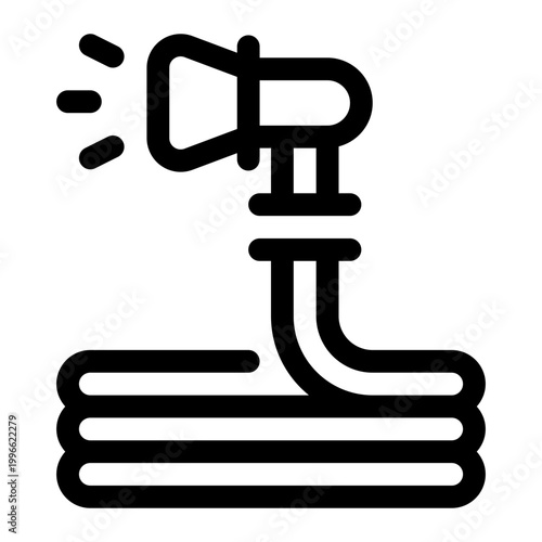 Garden Hose Outline Icon, Water Spray, Nozzle Irrigation