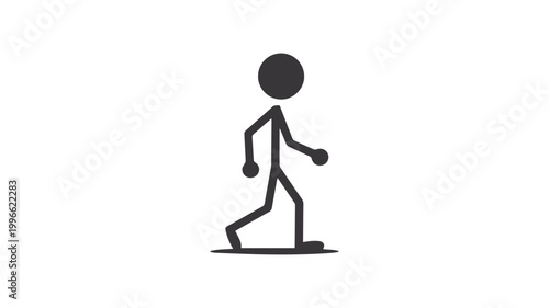 Animated Walk Cycle: A minimalist, abstract illustration of a stick figure in motion, capturing the fundamental essence of walking.