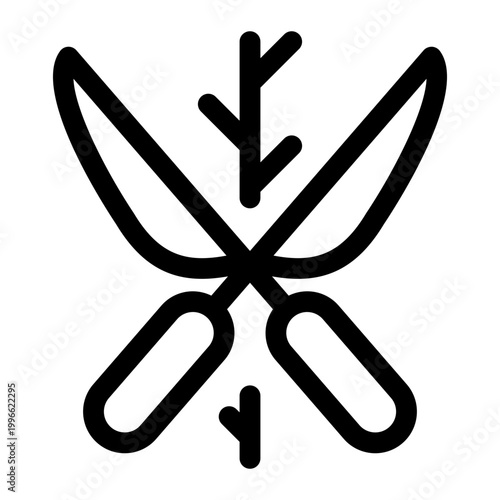 Pruning Shears Outline Icon, Tool Garden, Cutting Blade, Handle Scissor