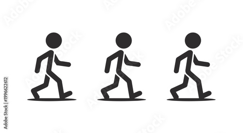 Foto Stick Figure Walk Sequence: A sequence of stick figures captures the essence of