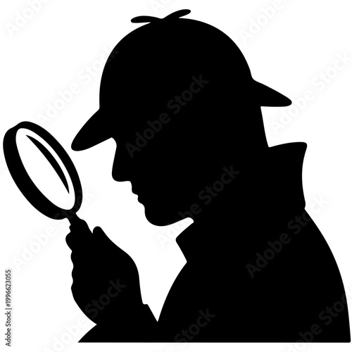Detective silhouette using magnifying glass