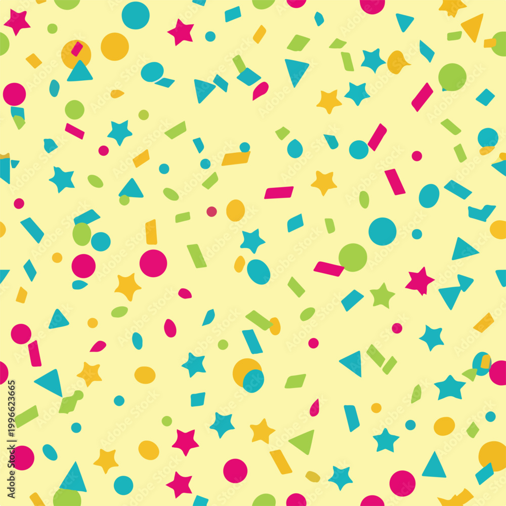 Obraz premium Colorful confetti pattern on pale yellow