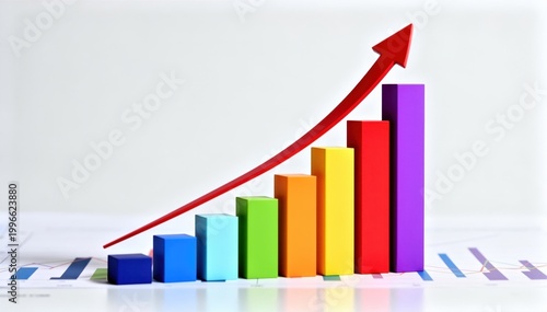 Free Download Uptrend in Financial Success: A vibrant bar chart illustrating a strong, upward trajectory, symbolizing financial growth and positive business performance. - GFXLoad