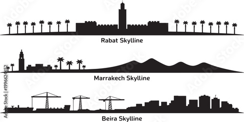 City skylines silhouettes collection of famous global urban panoramas and architecture