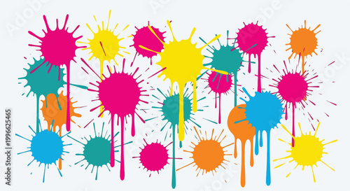 Photography A colorful abstract artwork featuring multiple paint splatters