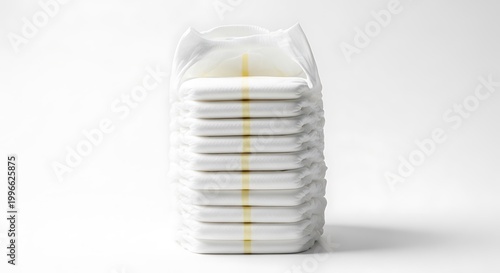 Stack of White Diapers in Plastic Bag