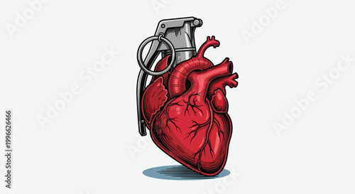 Heart Shaped Grenade Symbolizing Love Bomb or Emotional Danger.
