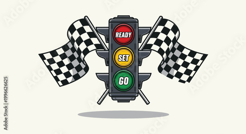 Racing Traffic Light with Checkered Flags 1.