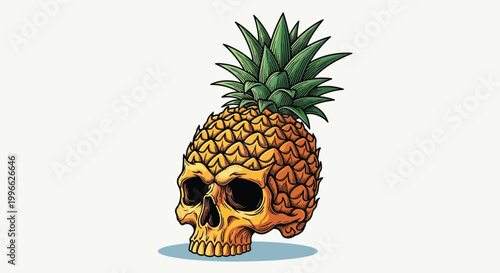 Pineapple Skull Hybrid Illustration.