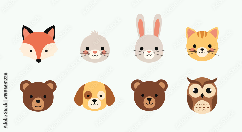 Obraz premium A collection of cute animal faces