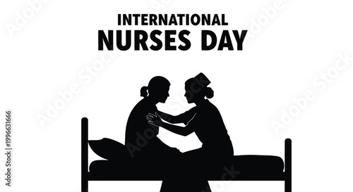 Silhouette of a nurse comforting a patient in bed for international nurses day