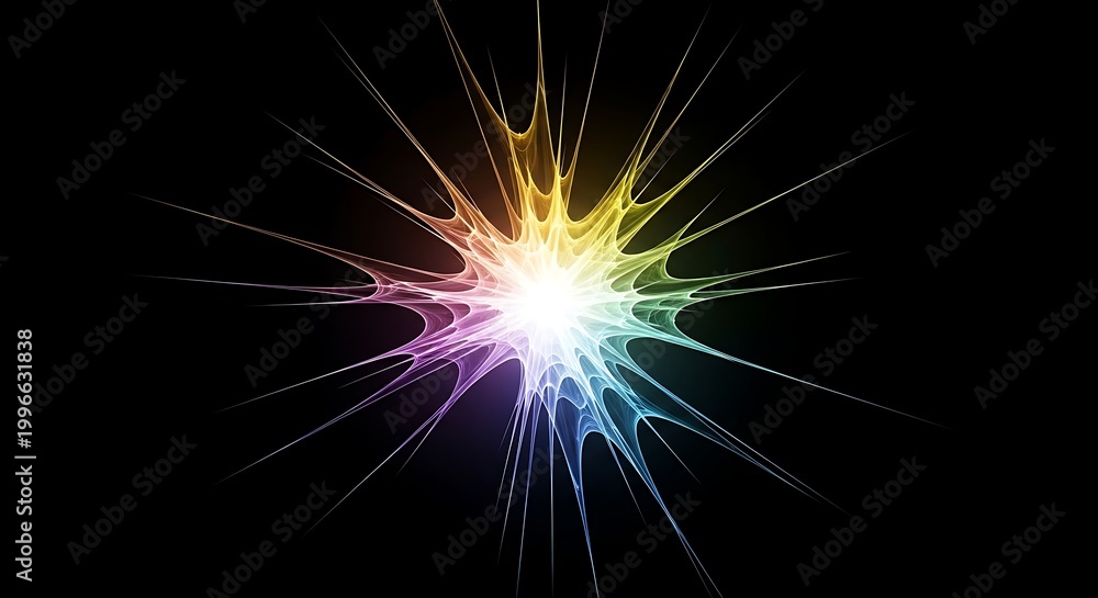 Obraz premium Colorful Light Burst on Black Background Vibrant Abstract Design